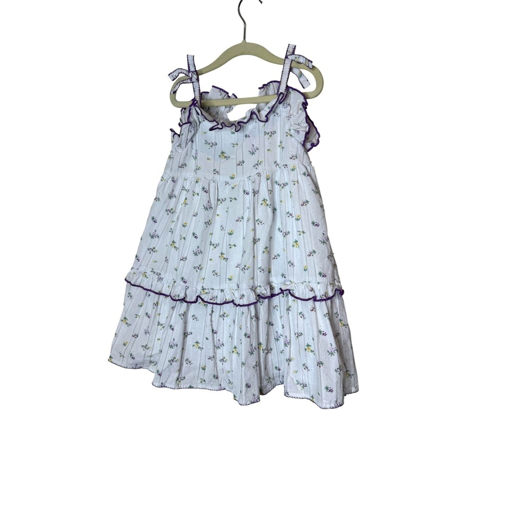 Janie And Jack Dress Girls 5 White Floral Tiered Ruffle Strap‎ Sundress Summer
